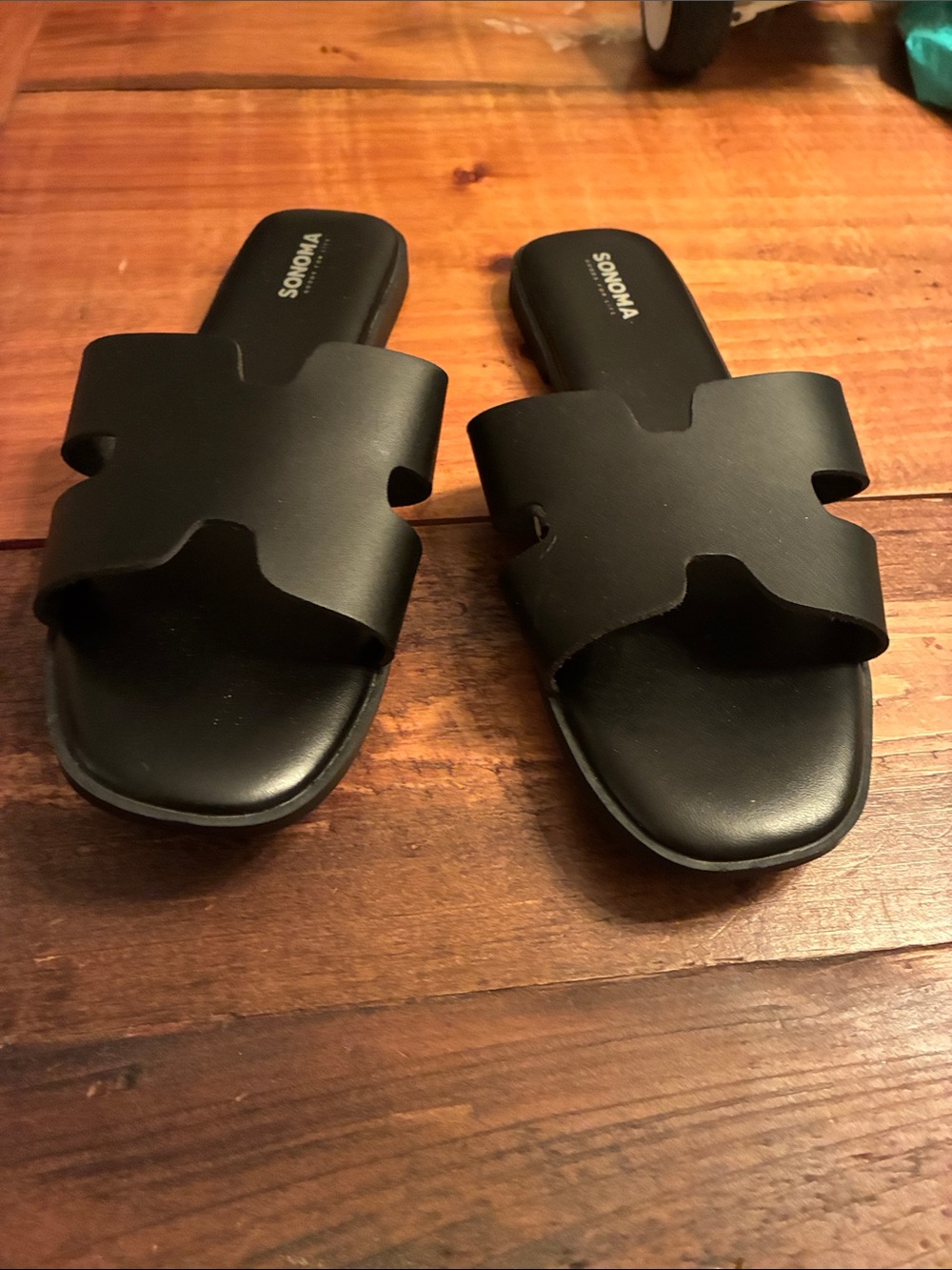 Sonoma Black Women's Slide Sandals with Cutout X-Strap